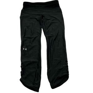 UNDER ARMOUR Medium Black Heat Gear Compression Ankle Leggings Diamond Cutout UA